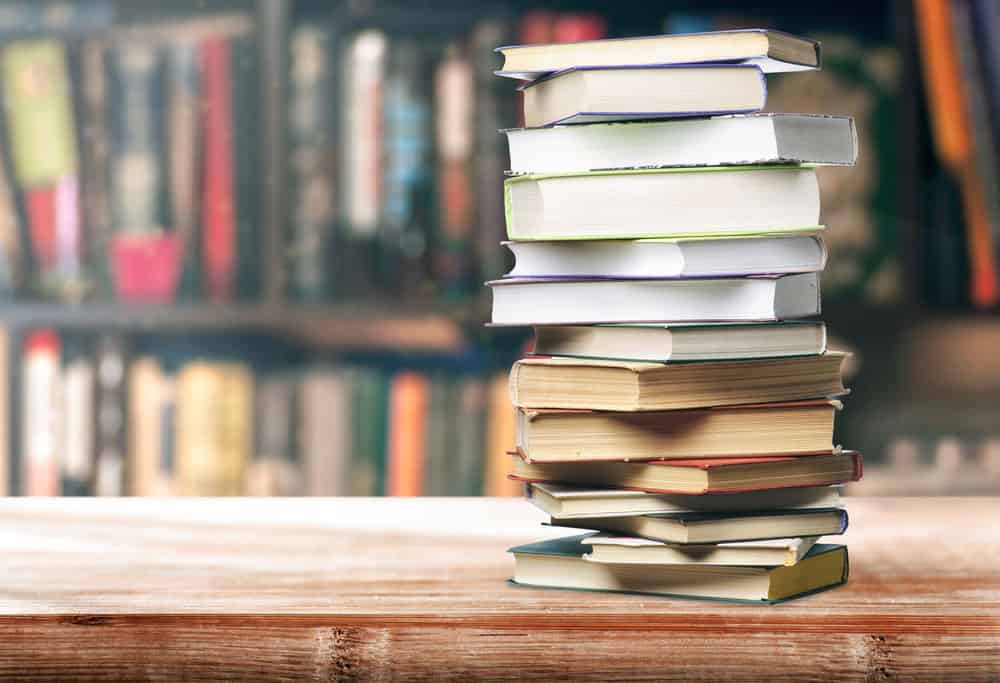 Books on a table