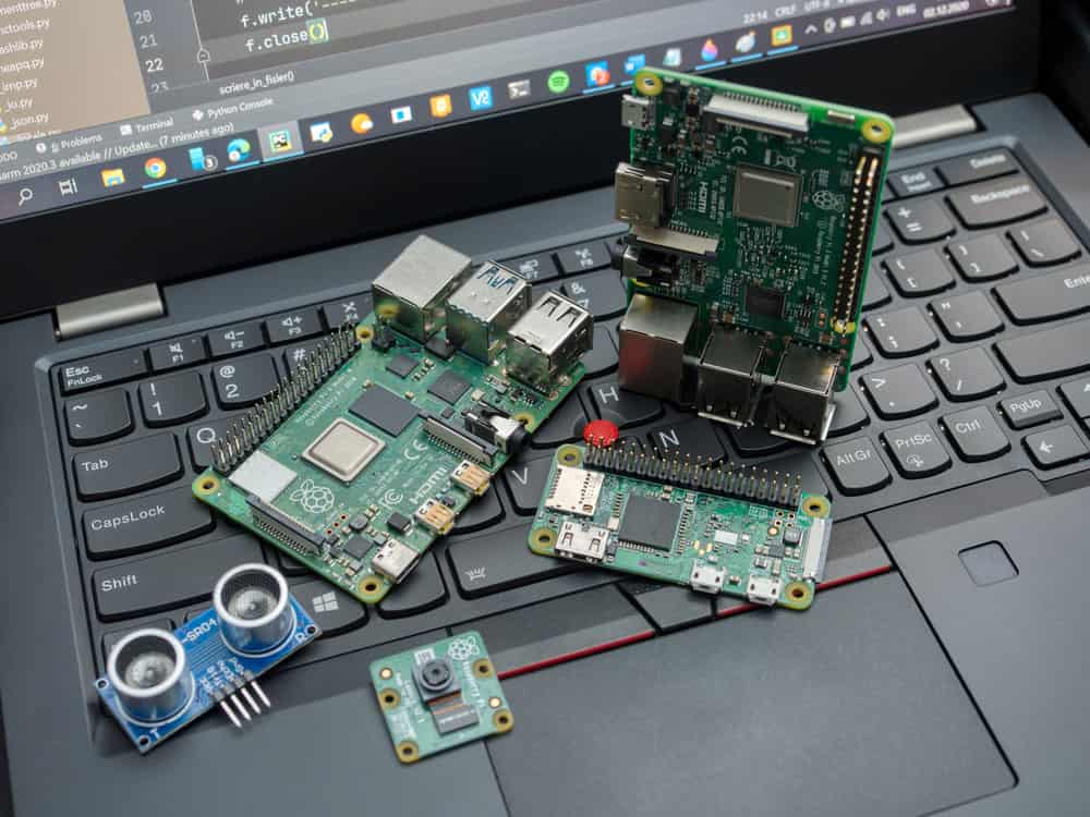 A Raspberry Pi over a laptop