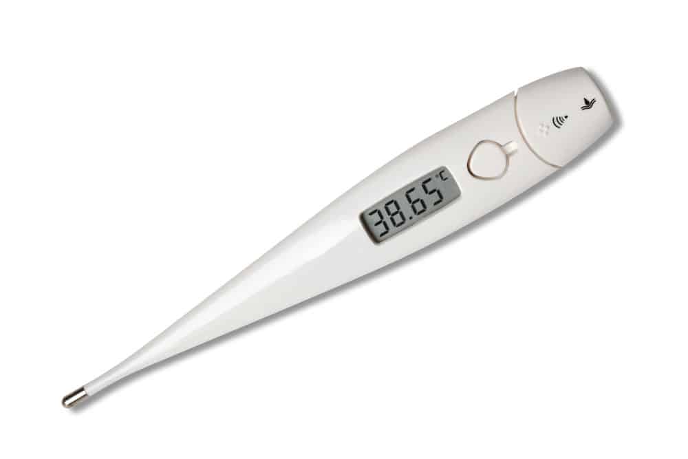 A digital thermometer using a DL2032 battery