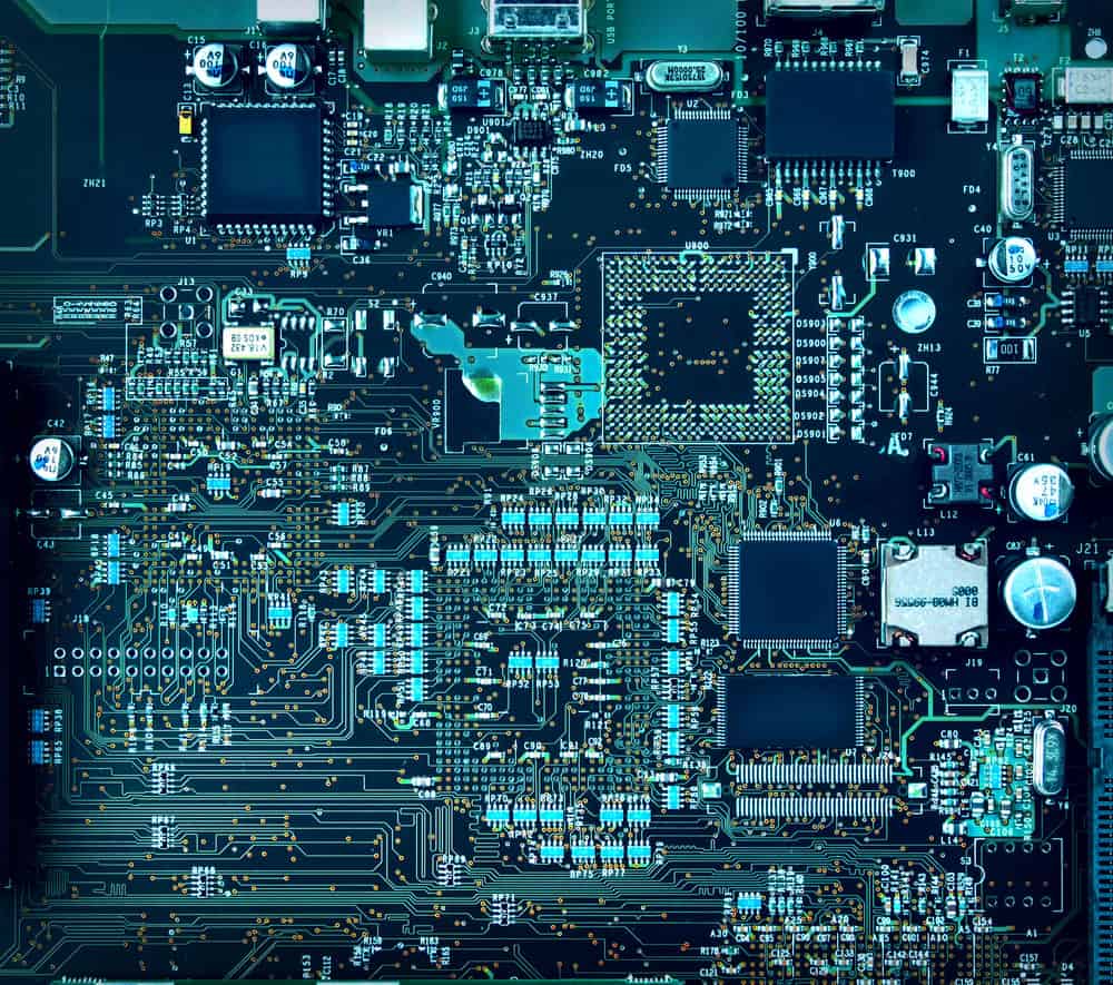 A computer motherboard and components