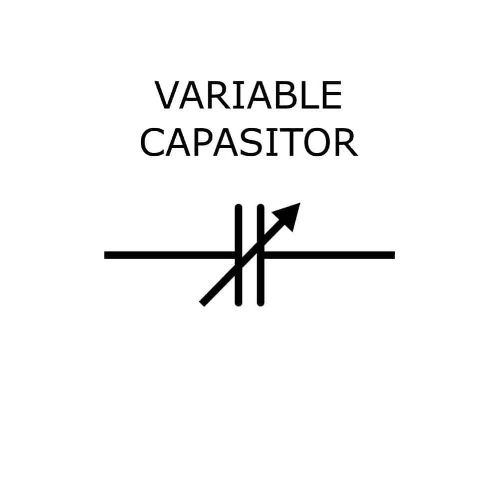 A variable capacitor symbol